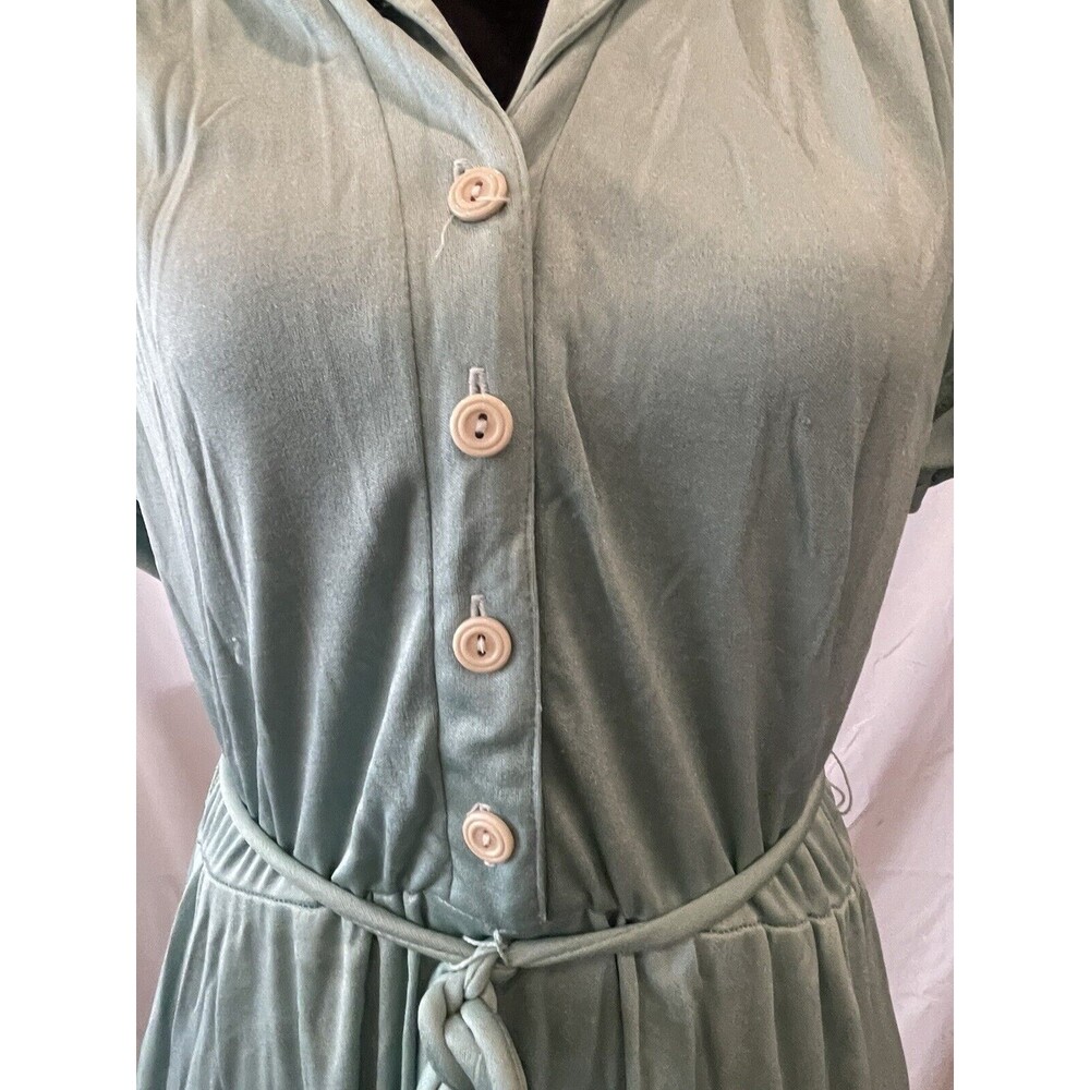 Vintage Montgomery Ward Shirt dress Fit And Flare MIDI Mint Green - Picture 3 of 9
